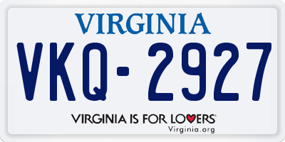 VA license plate VKQ2927