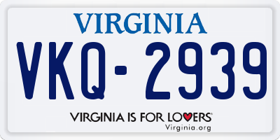 VA license plate VKQ2939