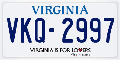 VA license plate VKQ2997