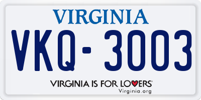 VA license plate VKQ3003
