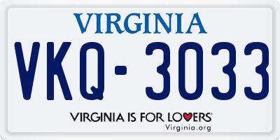 VA license plate VKQ3033