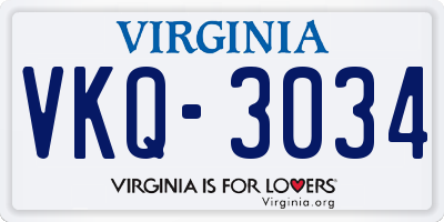VA license plate VKQ3034