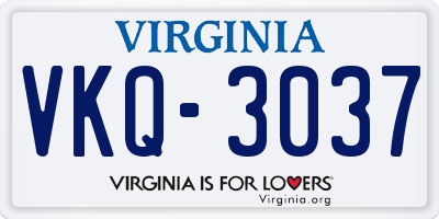 VA license plate VKQ3037