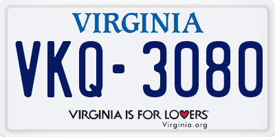 VA license plate VKQ3080
