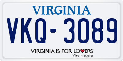 VA license plate VKQ3089