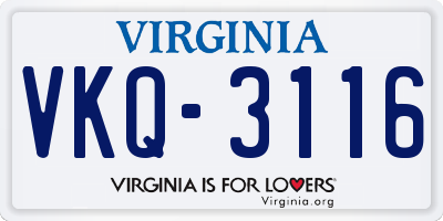 VA license plate VKQ3116