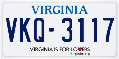 VA license plate VKQ3117