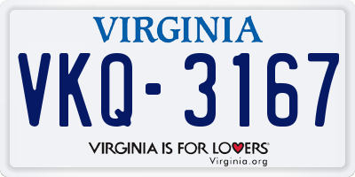 VA license plate VKQ3167