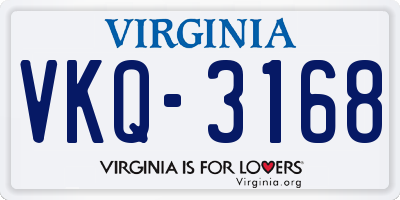 VA license plate VKQ3168