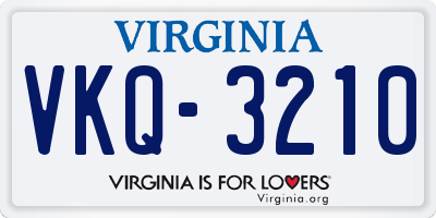 VA license plate VKQ3210