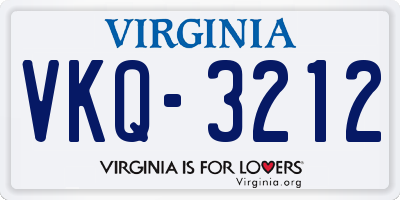 VA license plate VKQ3212