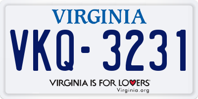 VA license plate VKQ3231