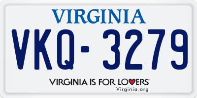 VA license plate VKQ3279