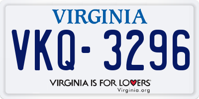 VA license plate VKQ3296
