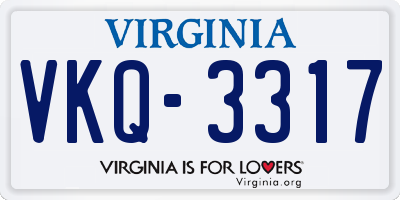 VA license plate VKQ3317