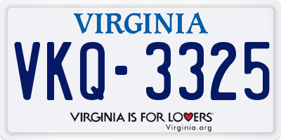 VA license plate VKQ3325