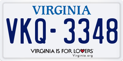 VA license plate VKQ3348