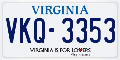 VA license plate VKQ3353