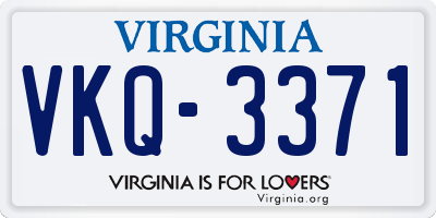 VA license plate VKQ3371
