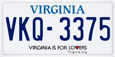 VA license plate VKQ3375