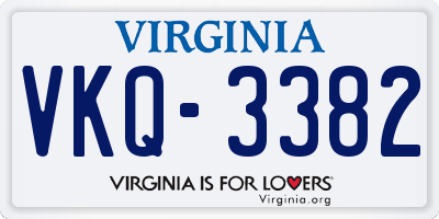 VA license plate VKQ3382