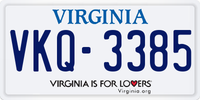 VA license plate VKQ3385