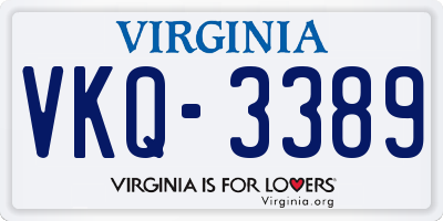 VA license plate VKQ3389