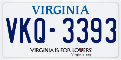 VA license plate VKQ3393
