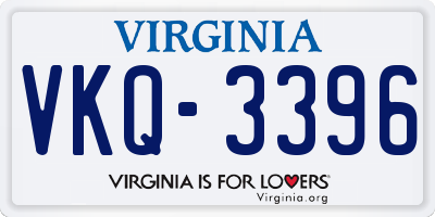 VA license plate VKQ3396