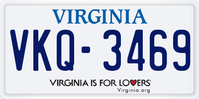 VA license plate VKQ3469