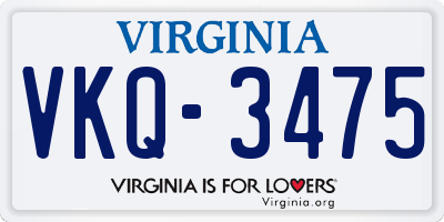 VA license plate VKQ3475
