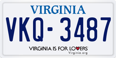 VA license plate VKQ3487