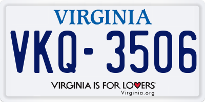 VA license plate VKQ3506