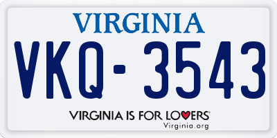 VA license plate VKQ3543