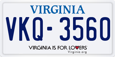 VA license plate VKQ3560