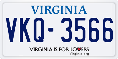 VA license plate VKQ3566