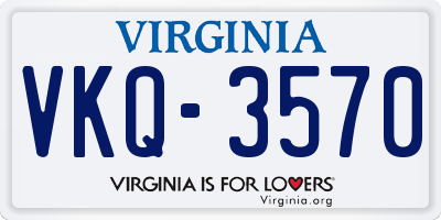 VA license plate VKQ3570