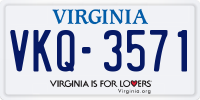 VA license plate VKQ3571