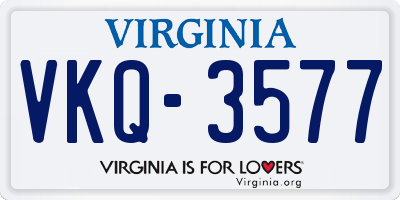 VA license plate VKQ3577