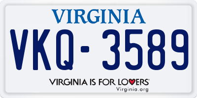 VA license plate VKQ3589