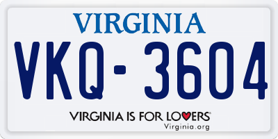 VA license plate VKQ3604