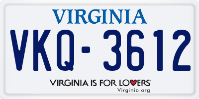 VA license plate VKQ3612