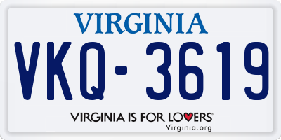 VA license plate VKQ3619