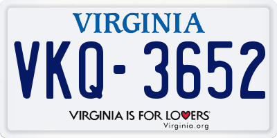 VA license plate VKQ3652