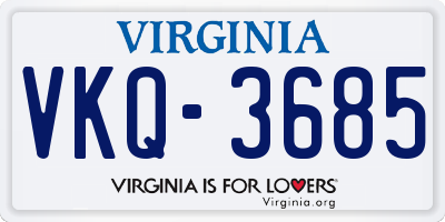 VA license plate VKQ3685