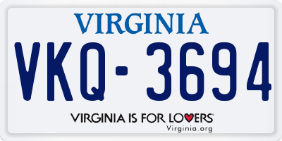 VA license plate VKQ3694