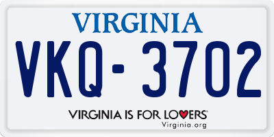VA license plate VKQ3702