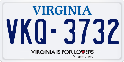VA license plate VKQ3732