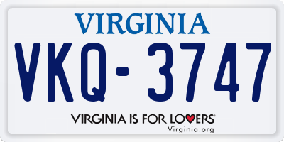 VA license plate VKQ3747
