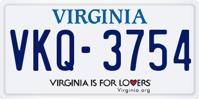 VA license plate VKQ3754